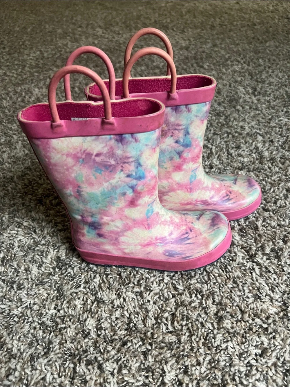 Target Kids Pink Tie-Dye Rain & Snow Boots with Pull Handles